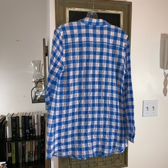 J.McLaughlin Wren Tunic Blue Gingham Check Button Down Shirt Size Small - Picture 6 of 10